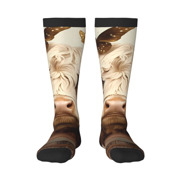 Balery Butterfly Cow Barrel Calcetines novedosos Calcetines deportivos Calcetines hasta la rodilla Calcetines de algodón Calcetines originales y geniales