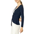 thumbnail image 5 of INSPIRE CHIC Women's Tie Front Long Sleeve Ruffled Hem Open Front Knit Cardigan XL Blue, 5 of 9