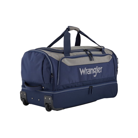 Wrangler 30" Drop-Bottom Rolling Duffel with Telescopic Handle - Navy Blue