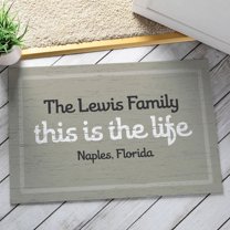 Personalized Planet This Is The Life Doormat with Personalization on Gray Mat