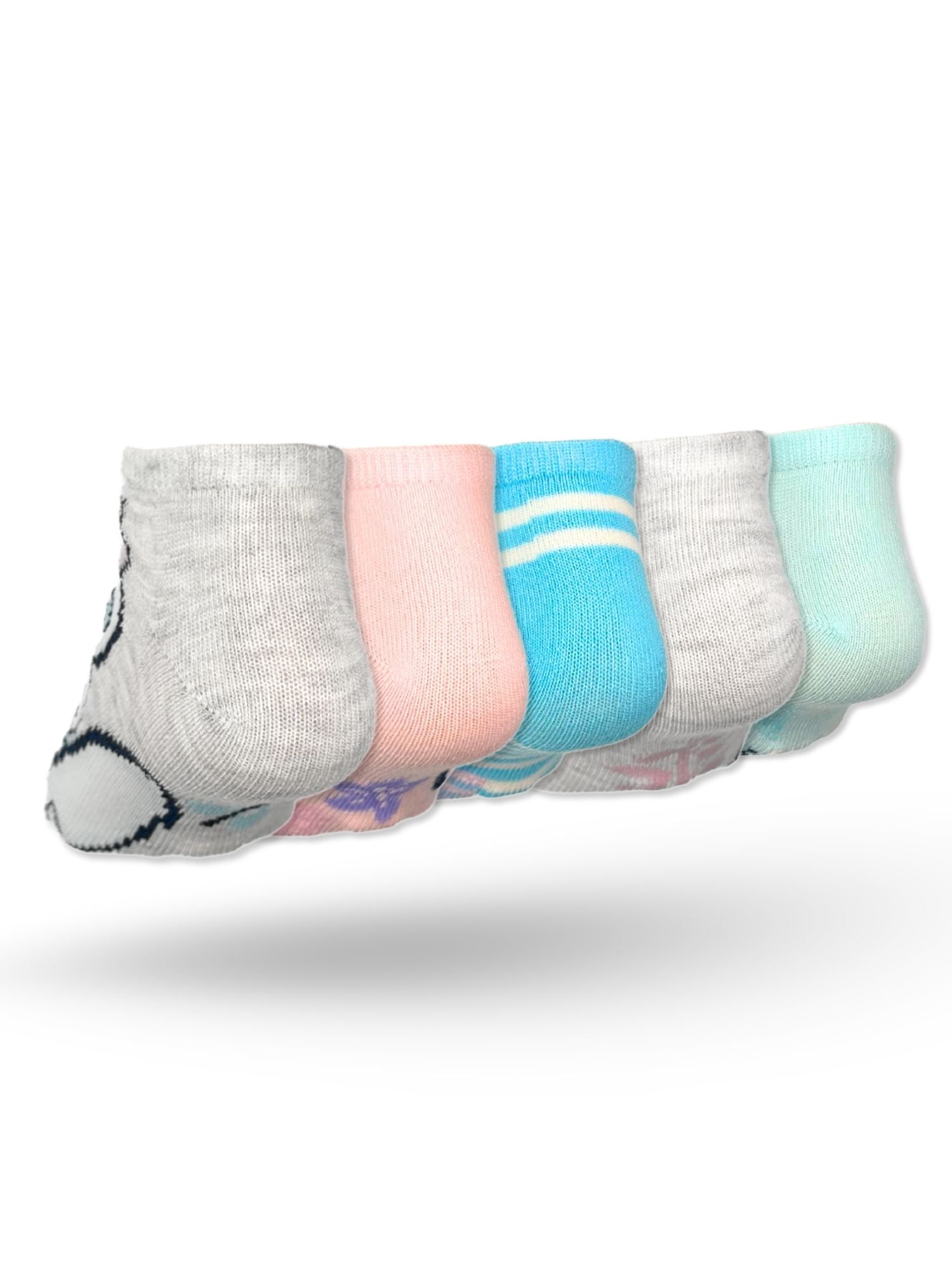 Disney Stitch Girls No-Show Socks, 5-Pack, Sizes S/M-M/L