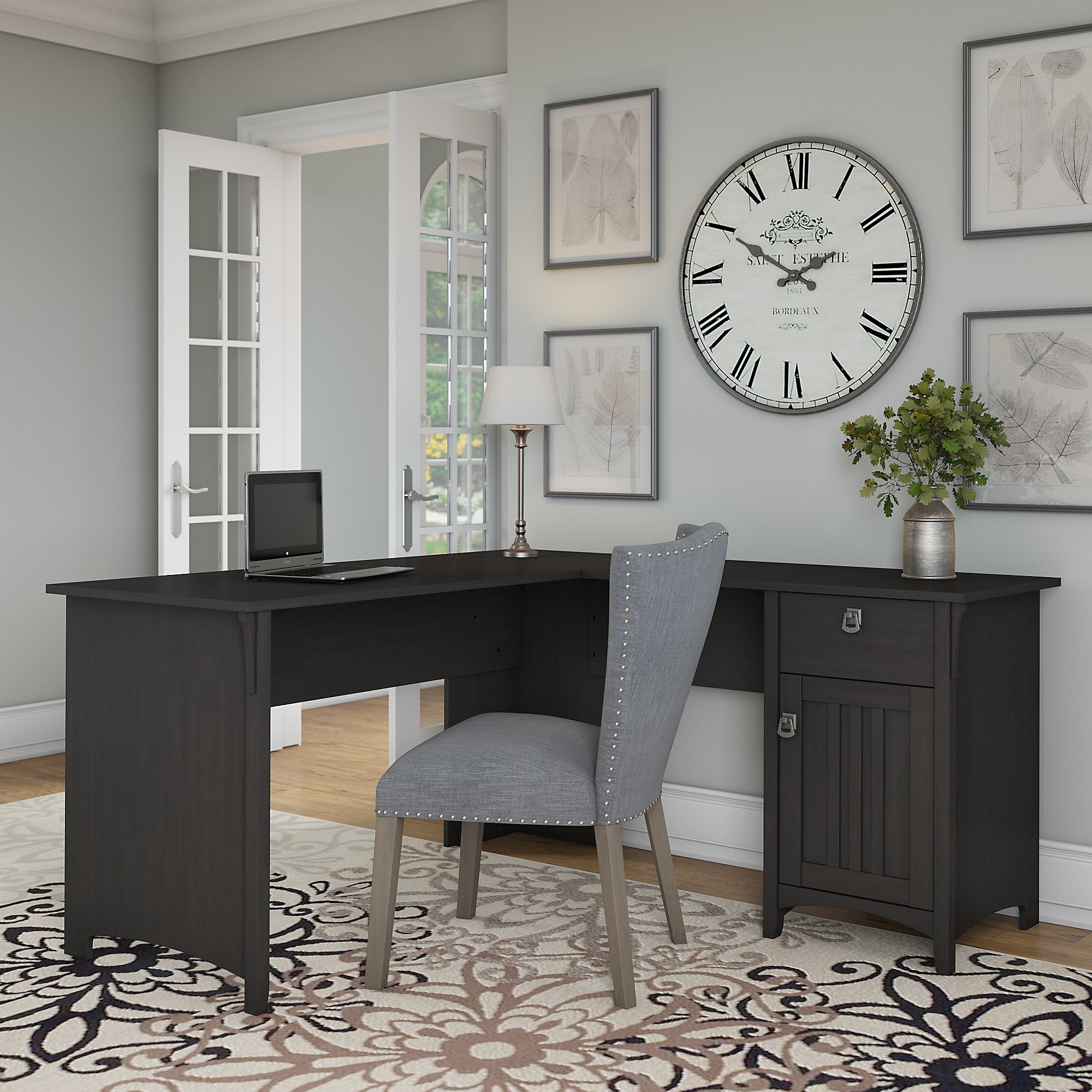 Bush Furniture Salinas L Shaped Desk With Storage In Vintage Black