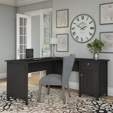 bush furniture salinas l shaped desk with storage in vintage black