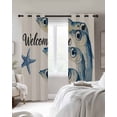 thumbnail image 4 of Ocean Fishes Blackout Curtains for Bedroom Living Room Darkening Curtains 90 Inch Underwater Animal Starfish Retro Beige Black Out Window Curtain Privacy Window Treatment Grommet Drapes 52"x90"x2, 4 of 9