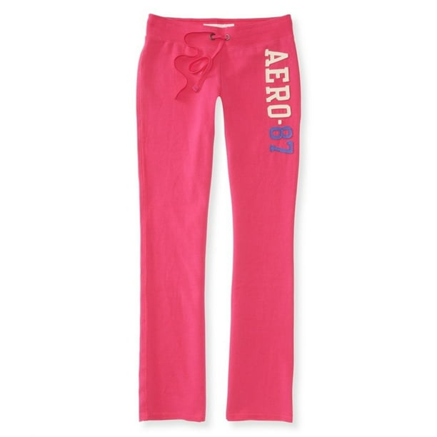 Aeropostale - Pantalones deportivos elásticos ajustados y acampanados para mujer, rosa, mediano Aeropostale Pantalones deportivos