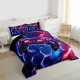 thumbnail image 3 of Homewish Video Game 3-Piece Full Size Comforter Sets,Abstract Gamepads Bedding Comforter Set,Geometric Honeycomb Lightweight Bedding Sets,Ultra Soft Home Decor,Reversible, 3 of 8