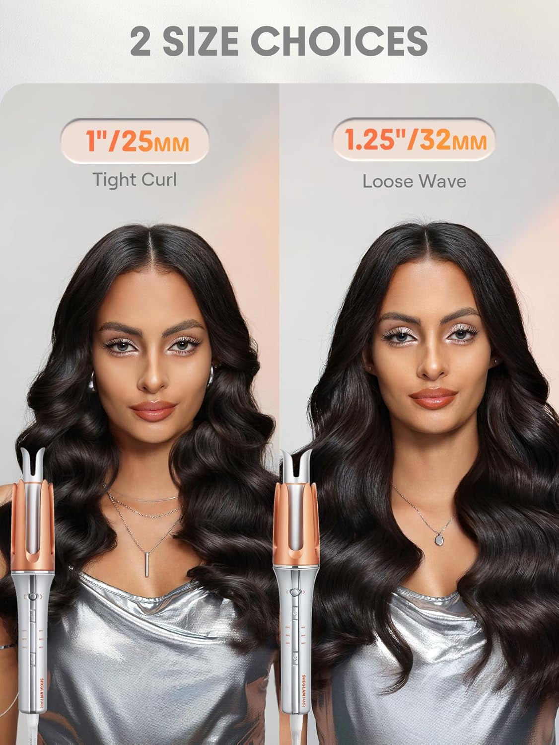 VoluVibe Automatic Curling Iron 1 inch with 3 Temperatures Fast Heating, 2-Way Rotation, Automatic Shut-Off, Anti-Scald, Anti-Tangle Rotating for Hair Styling