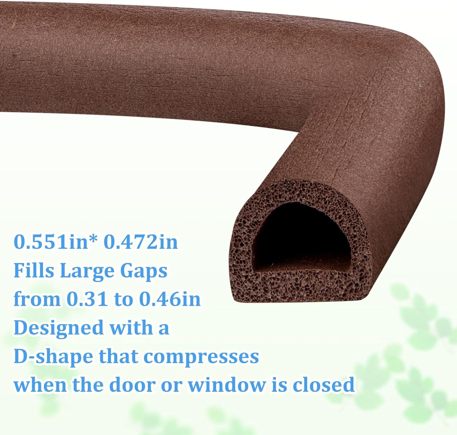 FRKSMD-19.7Feet Rubber Weather Stripping Door Seal, Self-Adhesive Seals for Door Window Gap, Soundproofing, Insulation Strip, Door Sealers for Door Frame (Brown)