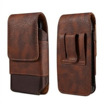 Dark Brown Vertical Leather Belt Loop Case is Compatible with Kyocera DuraForce Ultra 5g with a thin cover on