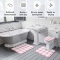 thumbnail image 5 of Pink Plaid Bath Mat 3 Piece Bathroom Rug Set, Spring Farmhouse Buffalo Checkered Non Slip Bath Rug Contour Mat and Toilet Lid Cover, Absorbent Shower Mats Soft Bath Rugs and Mats Sets, 5 of 8