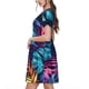 thumbnail image 2 of Easygdp Colorful Tropical Leaves para Vestido Transpirable de Mujer, Vestido Suelto de Manga Corta con Pliegues y Bolsillos para el Verano, 2 of 6