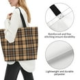 thumbnail image 3 of Fotbe khaki coffee plaid Bolsa Tote Estética de Lona con Estampado para Mujer - Bolsa Reutilizable de Hombro Casual para Vacaciones, Compras, Trabajo y Gimnasio, 3 of 8