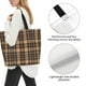thumbnail image 3 of Balery khaki coffee plaid Bolsa Tote Estilo Estético con Cremalleras, Bolsa de Hombro, Bolsa de Compras Grande y Plegable, 3 of 8