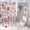 Color-4, variant on Red Floral Sketch Pattern Shower Curtain Set 4PCs with Hooks Waterproof Bathroom Toilet Mat Lid Decor