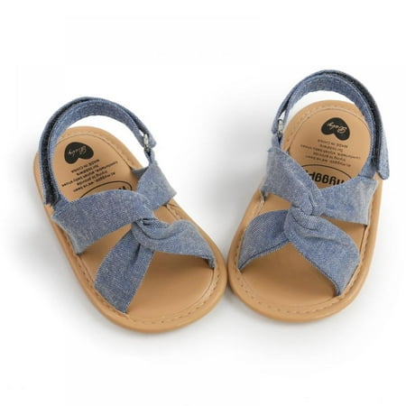 

Infant Baby Girls Summer Sandals with Flower Soft Sole Newborn Toddler First Walker Crib Dress Shoes 0-18Months