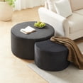 thumbnail image 4 of GZXS 2-Piece Upholstered Foam Nesting Ottoman Set in Black Cordury Fabric, No Assembly Required, Multi-Functional as Coffee Table, Footrest, or Bedroom Stool, 4 of 9