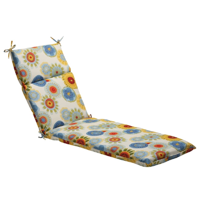 72.5" EcoFriendly Blue MultiColored Floral Outdoor Chaise Lounge