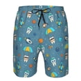 thumbnail image 3 of Fuzoiu Teeth Cosmonaut Print Men's Beach Shorts,Men's Swim Trunks,Quick Dry Board Shorts with Pockets,Men's Bathing Suits for Surfing, Running, and Casual Wear-Small, 3 of 6