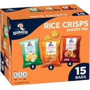 Quaker Rice Crisps Savory Mix, Variety Pack (Ranch, Cheddar and Barbecue) 10 oz Bags, (15 Count)