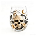 thumbnail image 2 of Stemless Glass, Halloween Indoor Decorations, Spooky Home Decor, Cocktail Tumbler, Decorative Skull Moon Glass for Parties, Daily Use, and Gothic Home Styling., 2 of 7
