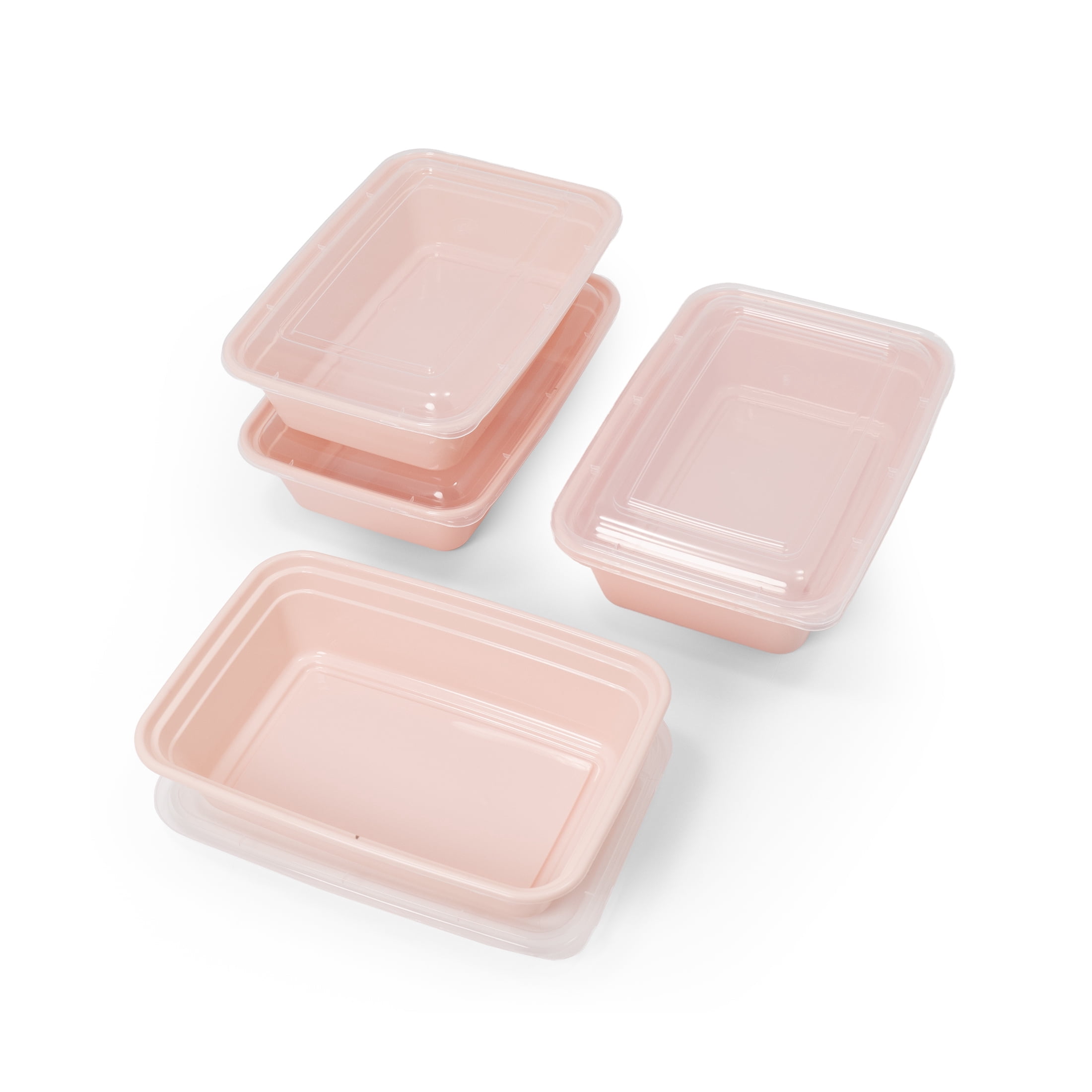 Mainstays 5-Pack 1-Compartment BPA-Free Plastic Meal Prep Food Storage Containers, 1L, Pink Blush