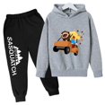 thumbnail image 3 of Conjunto de sudadera con capucha y pantalones de polar para niños, conjunto de 2 piezas, chándal, estampado de cabeza grande de Sasquatch furtivo, 3 of 5