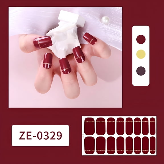 RAGUPEL Semi Cured Gel Nail Strips - Solid Color Series Nail Polish Strips Stickers, Works with Any Nail Lamps, Salon-Quality, Long Lasting, Easy Apply Remove