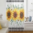 thumbnail image 6 of Sunflower Sheer Curtains 63 Inches Long, Yellow Floral Black Plaid Eucalyptus Leaves Light Filering Curtains, Breathable Simi Curtain Privacy Drapes for Living Room Bedroom Window Treatment, 6 of 9