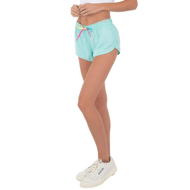 Womens Running Shorts 4 Way Stretch Solid Color Quick-Dry, Solid Light  Blue, Size: L, Uzzi Active Wear 