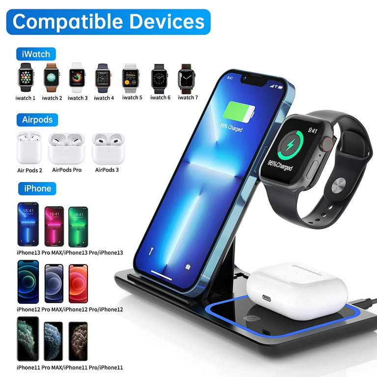 3 in 1 Wireless Charger, 18W Fast Charger Pad Stand Charging