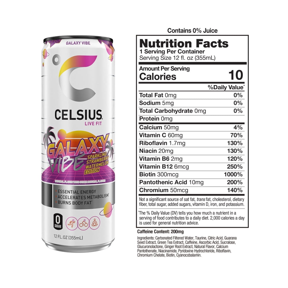 CELSIUS Sparkling Galaxy Vibe Energy Drink Can 12 fl oz - 3 count