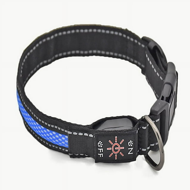 Collar LED para perro azul (mediano (40-55 cm)), ajustable, con 3 modos y 7 colores, impermeable, recargable por USB.