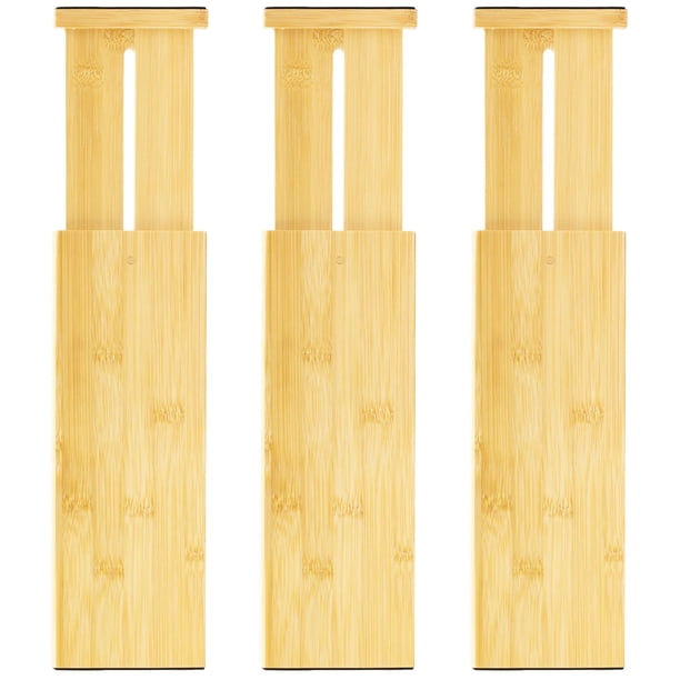 Separadores de cajones VaeFae Bamboo, paquete de 3, ajustables de 30 a 43 cm