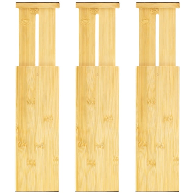 Separadores de cajones VaeFae Bamboo, paquete de 3, ajustables de 30 a 43 cm