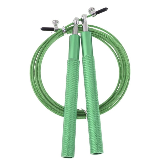 Cuerda de saltar ajustable con de aleación (longitud 9.) - Gran equipo de fitness apto para hombres y mujeres gimnasio ejercicio en hogar Verde