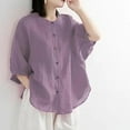 thumbnail image 2 of Short Sleeve Shirts for Women Casual Blouse with Round Neck Oversized Fit Womens Summer Tops, 2 of 4