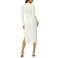 thumbnail image 3 of Unique Bargains Women's Sweetheart Neck Knit Side Slit Twist Front Midi Sweater Dress M White, 3 of 6