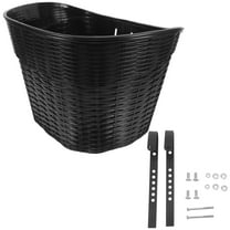 Toyvian 1Set Black Plastic Front Bike Basket Portable Handlebar Storage for Mountain Road Bikes