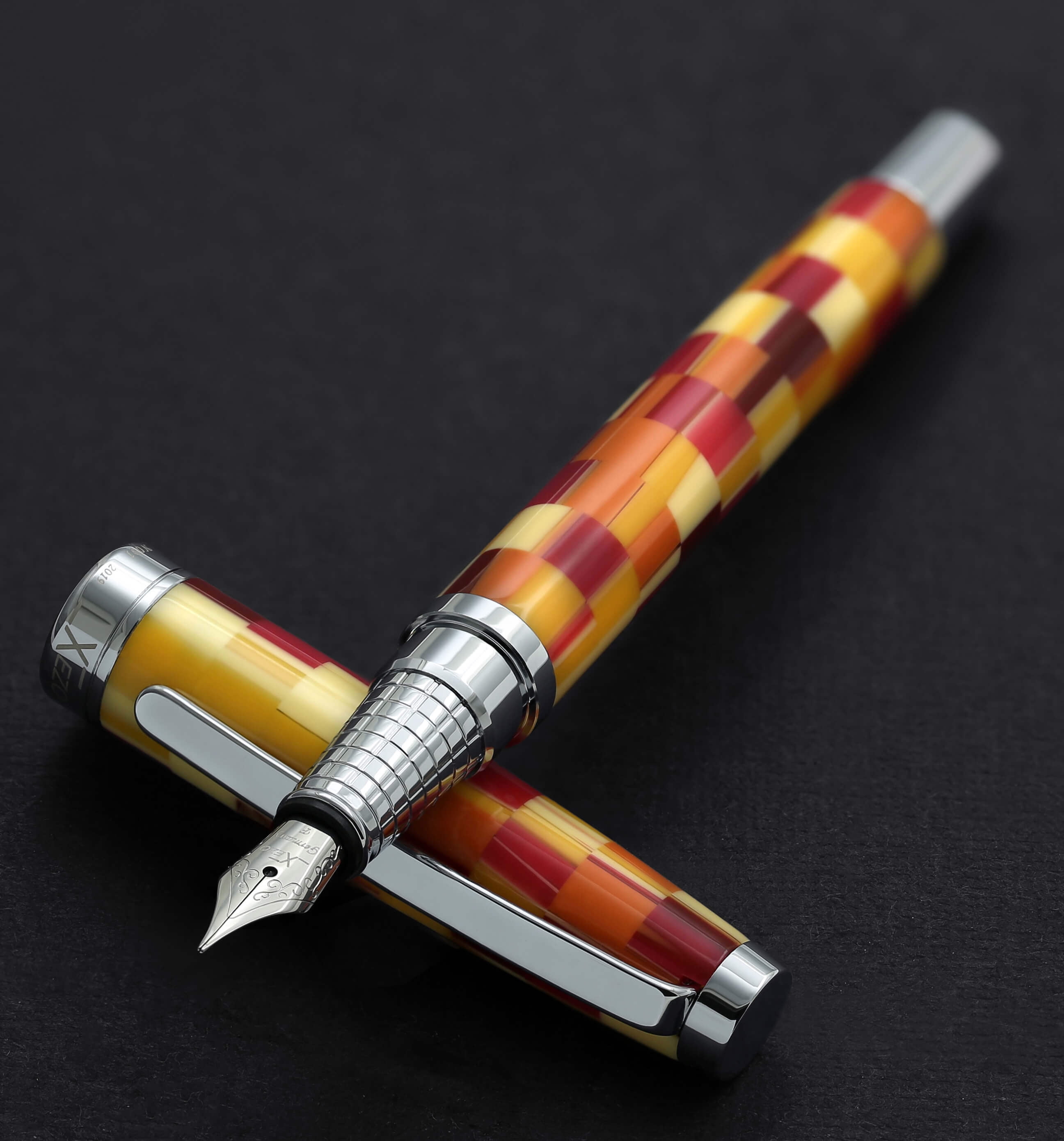 Xezo Urbanite I Acrylic  Brass Fountain Pen (Fine Nib) - Retro Red