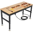 thumbnail image 1 of 48 In Adjustable Height Workbench with Heavy-Duty Rubberwood Top and Built-In Power Outlets - 2500 LB Capacity Table for Garage Workshop Office, 1 of 7