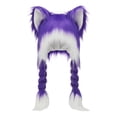 thumbnail image 3 of YAYUBA Soft Furry Animal Ear Hat with Braids, Plush Cat Ears Beanie for Anime , , 37cm x 60cm, Multiple Colors, 3 of 5