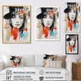 thumbnail image 4 of Designart "Stylish French Girl Charcoal" Fashion Floater Framed Wall Decor, 4 of 7