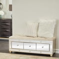 thumbnail image 2 of DecMode Wood Mirrored 3 Drawer Bench with Upholstered Seat, Cream, 2 of 10