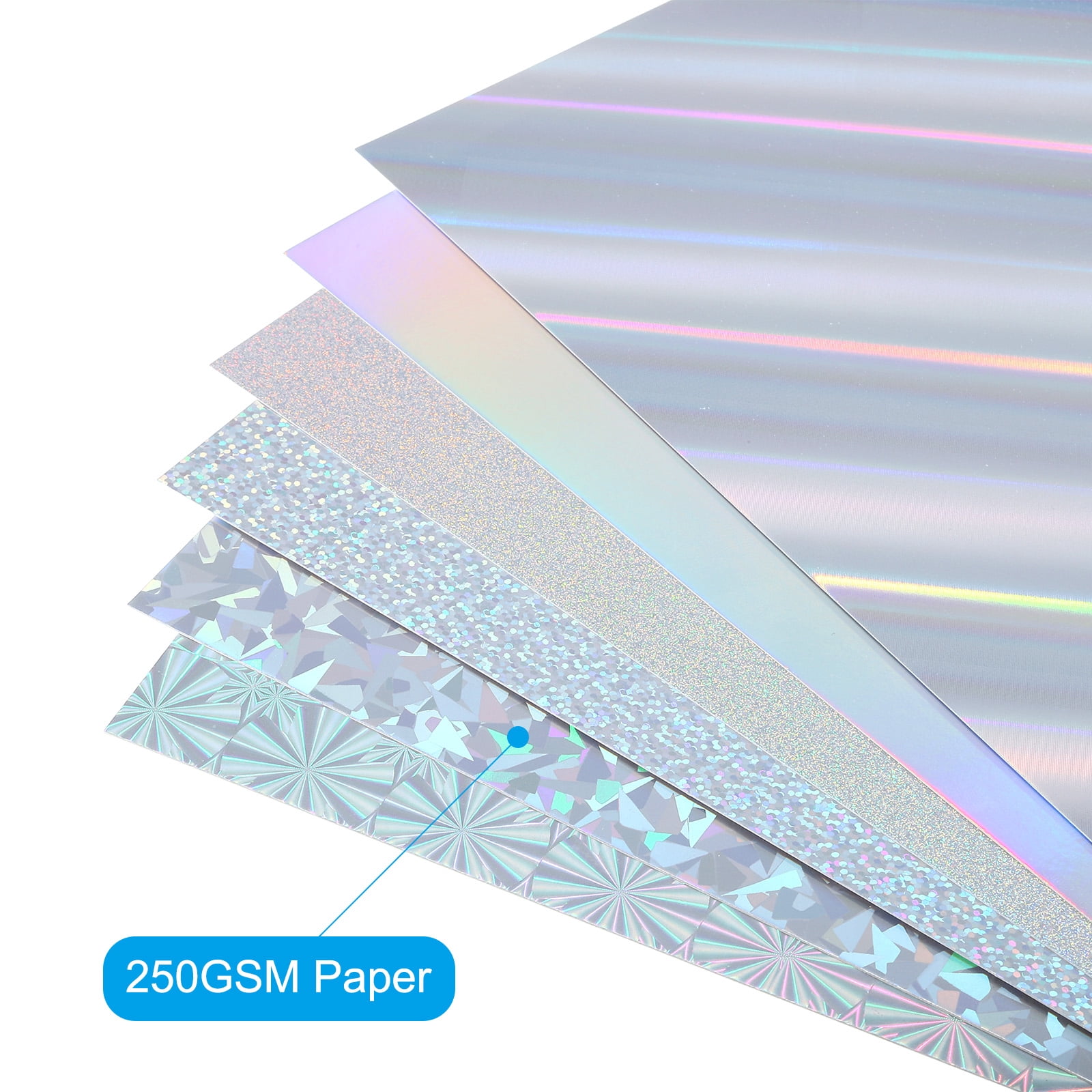 Uxcell 11"x8.5" Holographic Cardstock, 30 Pack Metallic Iridescent Mirror Paper Foil Board Reflective Sheets, 6 Colors