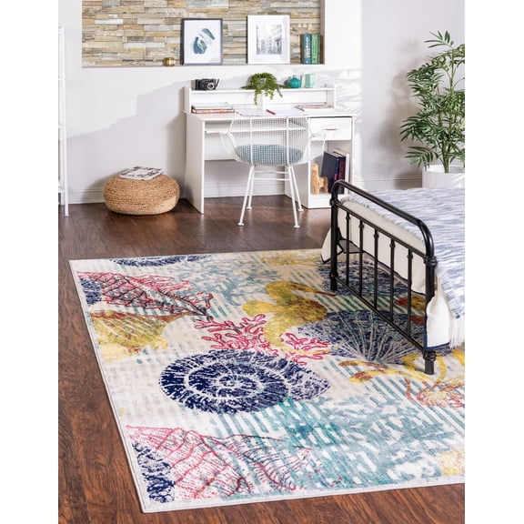 Rugs.com Ariel Collection Rug – 9' x 12' Multi Medium Rug Perfect For Living Rooms, Large Dining Rooms, Open Floorplans