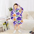 thumbnail image 5 of Wearable Blanket Hoodie for Purple and Orange Floral Flannel Hooded Blanket with Pockets and Sleeves Suitable, 5 of 7