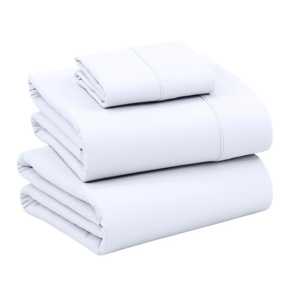 Ruvanti 100% Cotton Sheets Twin Size Bed Sheet Set – 16 inches Deep Pockets Perfect Fitting - Crisp & Cool Percale sheets - Smooth & Comfortable - 3 Piece Bedding and Pillowcase set, Bright White