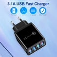 thumbnail image 1 of USB de carga rápida rápida 4 puertos LED cargador de teléfono adaptador de corriente UE (negro), 1 of 9