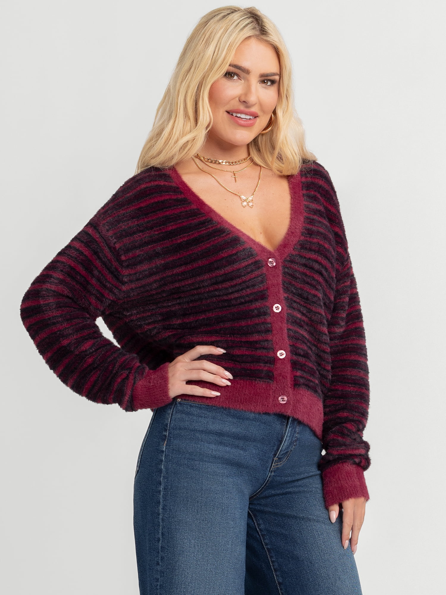 Jessica Simpson Women's Dionne Eyelash Cardigan Sweater, Midweight, Sizes XS-XL