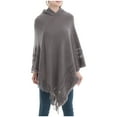 thumbnail image 6 of HBYJLZYG Womens Hooded Shawl Wrap Cape, Crochet Versatile Tassel Irregular Hem Sweater Tops, 6 of 6